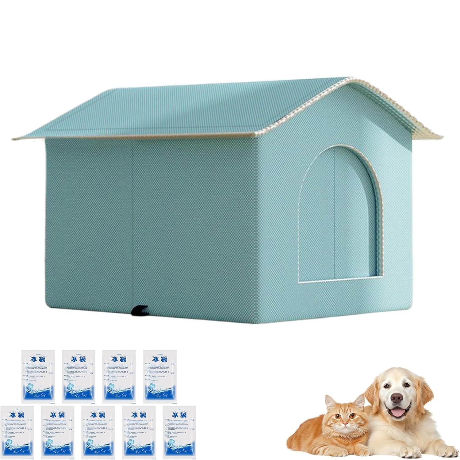 Air Conditioned Cat Dog Cooling House - Portable Cooling Cat Shelter，Blue：S