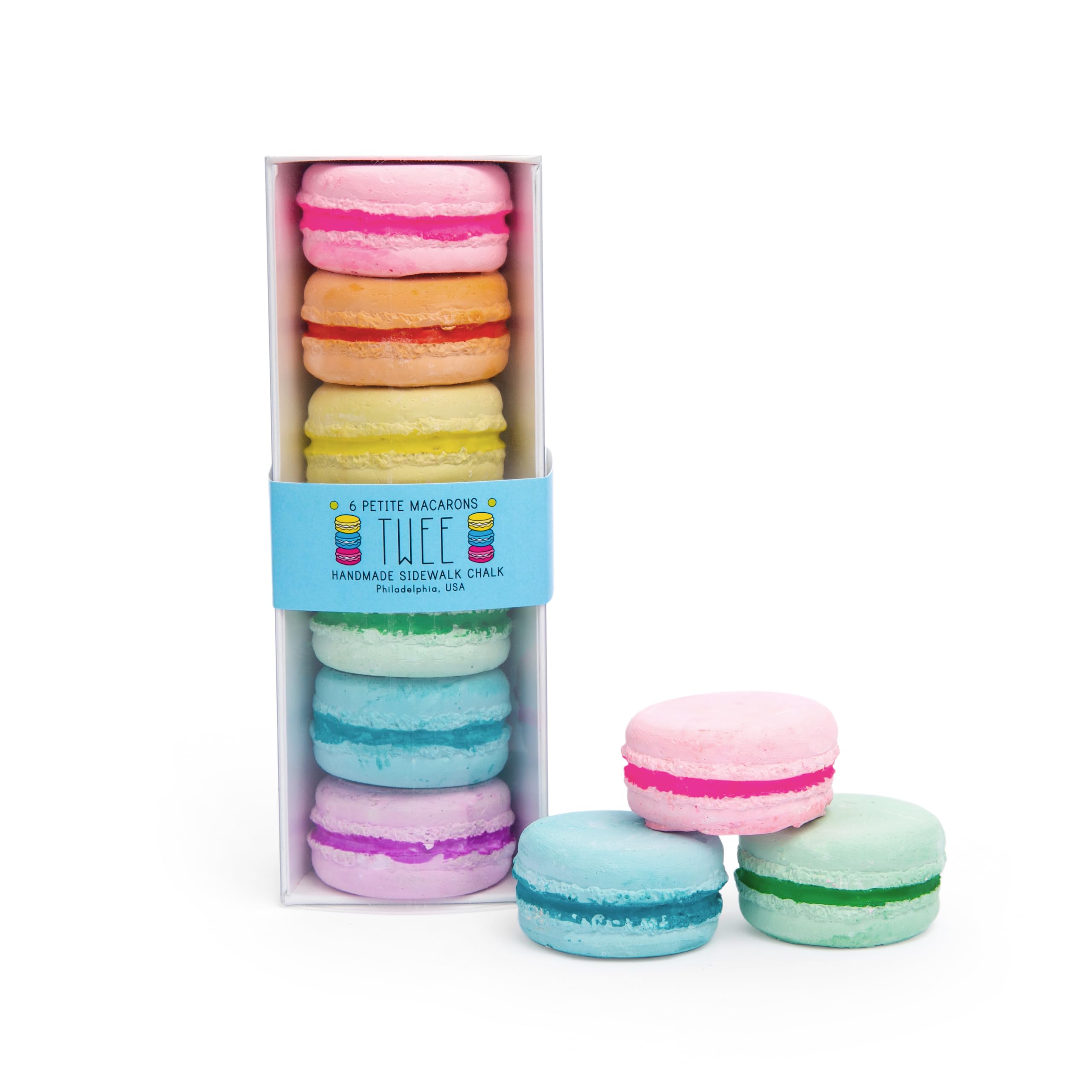 TWEE Petite Macarons Handmade Sidewalk Chalk | Rainbow | Made in the USA | Classic Children's Present | Fun Special Party Gift Idea | Arts and Crafts For Kids + Toddlers | Easter Basket Activities | Outside Playground Drawing | Boy Girl