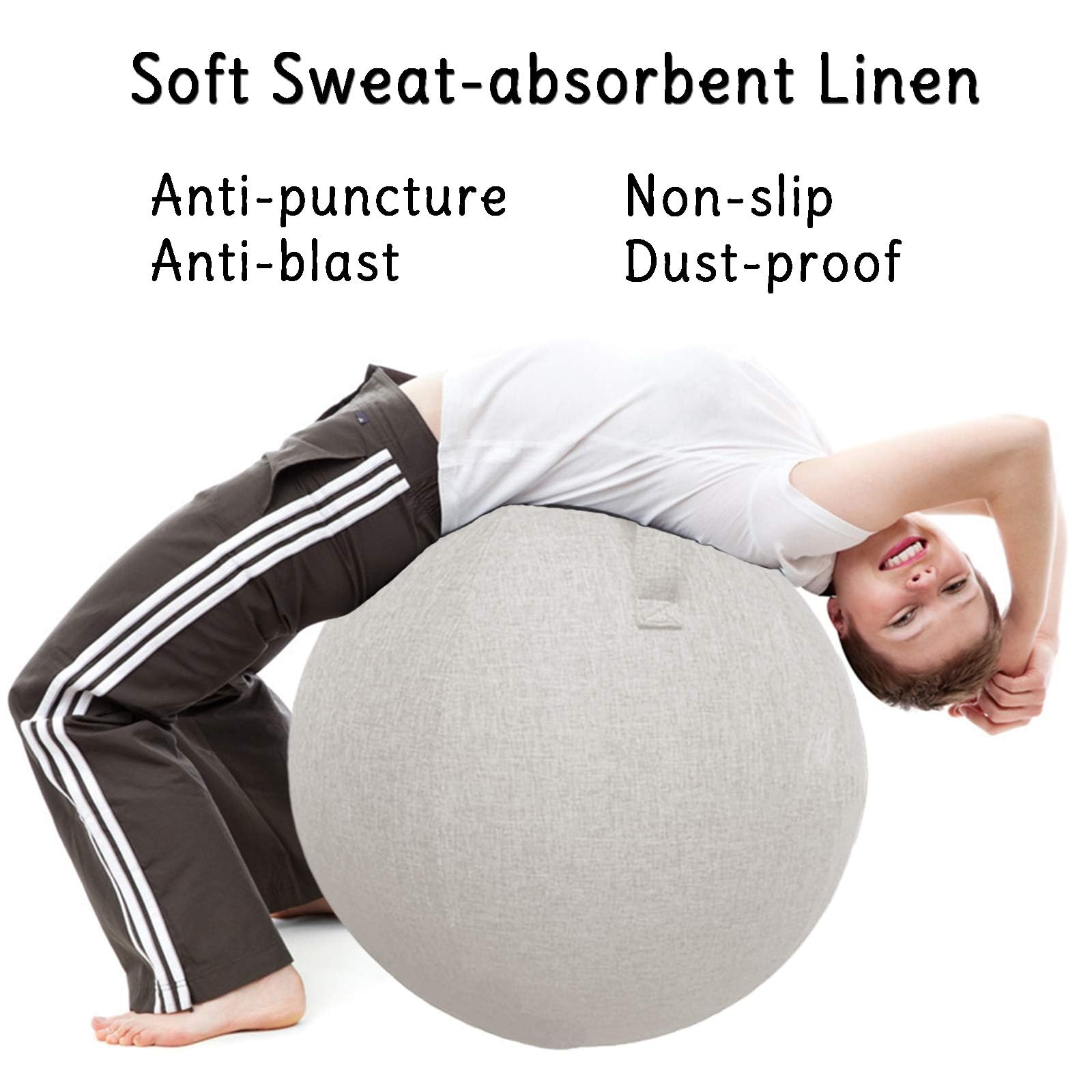 Sitzball Für Aktives Sitzen, Ergonomische Alternative Zum Schreibtischstuhl, Inkl Stoffbezug, Innenball, Inkl. Handluftpumpe Bürostuhl Alternative Für Zuhause & Büro,003,75cm