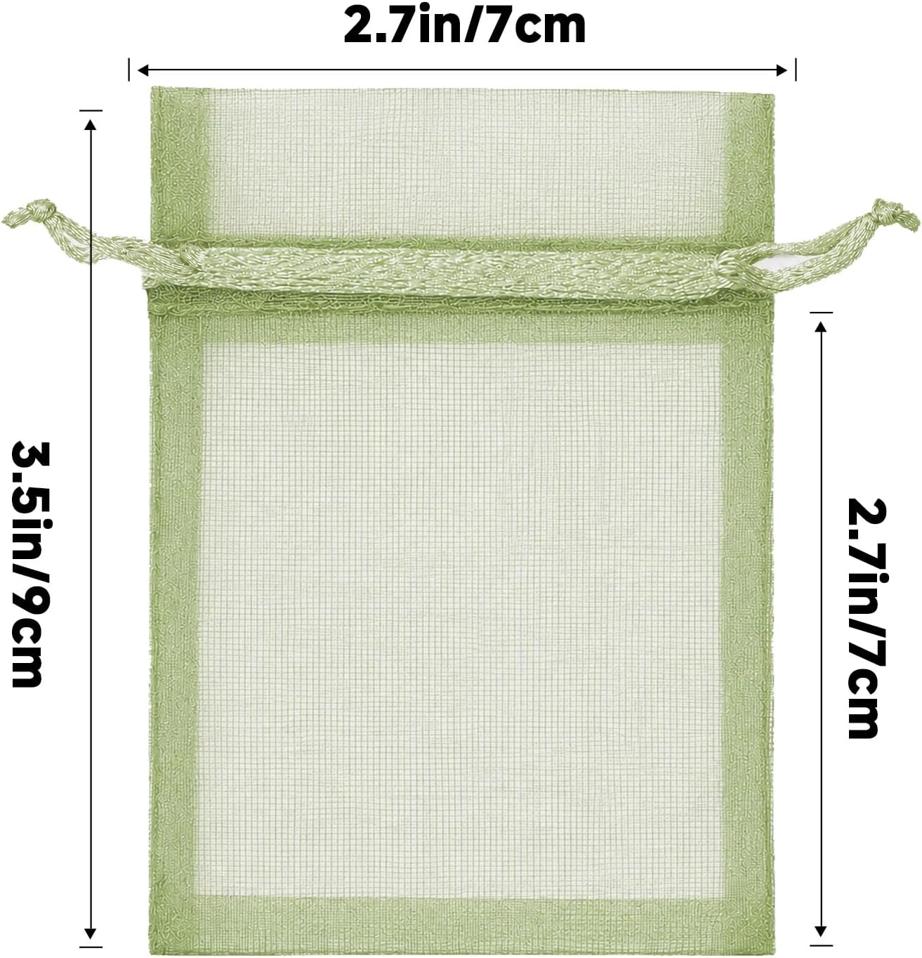 joycraft 50pcs Light Sage Green Organza Bags,2.7x3.5In Drawstring Gift Bags image 2