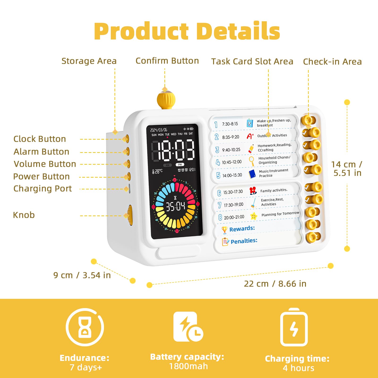 Minuteur Visuel Timer Enfant TDAH numérique à LED, minuterie visuelle Facile pour Les Enfants, Aide au TDAH avec minuterie de productivité Pomodoro numérique pour la Salle de Classe, la Maison