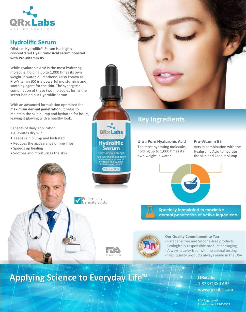 Hydrolific Serum - Ultra Pure Hyaluronic Acid Serum Boosted with Vitamin B5 (Large 2 oz) – Formulated to Maximize Dermal Penetration and Provide Long-Lasting Hydration – Best Skin Moisturizing Serum : Beauty & Personal Care