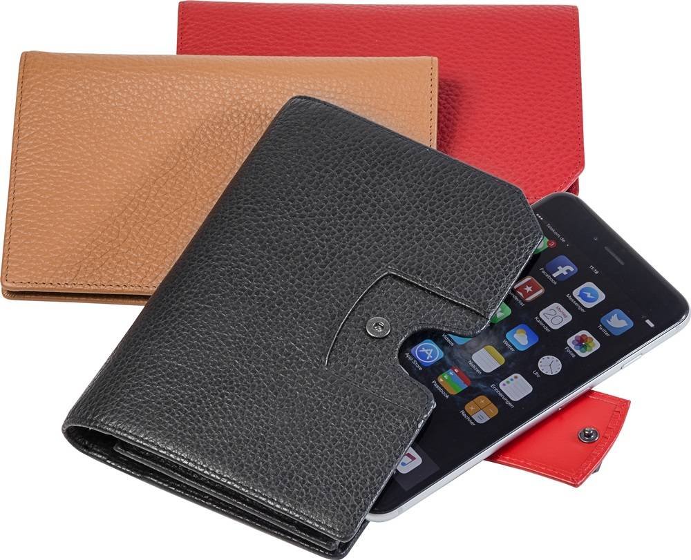 Ringbuch "Planer Plus E" aus Leder/Personal Organizer/Kalender bis Dez. 2024 /Handy-Tasche - schwarz - Lasche blau