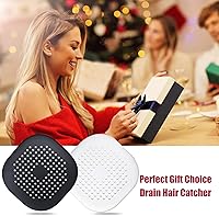 Vista 7 de Recolector de cabello cuadrado con ventosas para desagüe, tapón de silicona para ducha, fácil de instalar para baño, tina y cocina, 2 unidades blanco