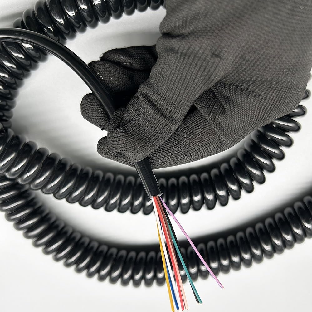 Espiral enrollada Cable de resorte en espiral de 24 AWG, 9 núcleos, 0,2 mm2, espiral telescópica, cobre puro, cable con cubierta de alambre altamente elástico Alambre de tensión(3.75 meters)