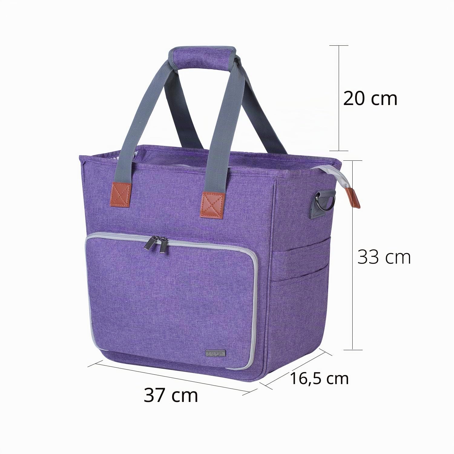Luxja Stricktasche mit Schultergurt, Garn Tasche, Handarbeitstasche Aufbewahrung für Wolle, Projekte, Stricknadeln, Häkelnadeln und andere Zubehörs, Lila
