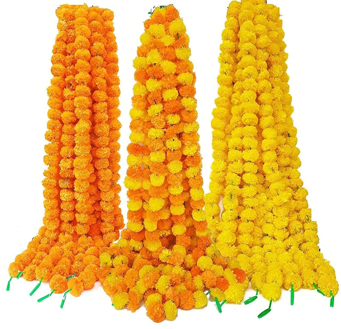 PlantaZee Nutts Artificial Marigold Flower for Home Decoration, Office Decoration, Diwali Decoration,Festival Decoration (Colour- Yellow,Orange,Multi) Pack of 15
