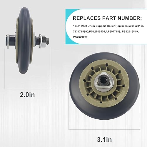 Miniatura 2 de Sikawai Paquete de 4 rodillos de soporte de tambor 134715900 Kit de reparación para secadora Elect-rolux Frigi-daire Kit de mantenimiento de la