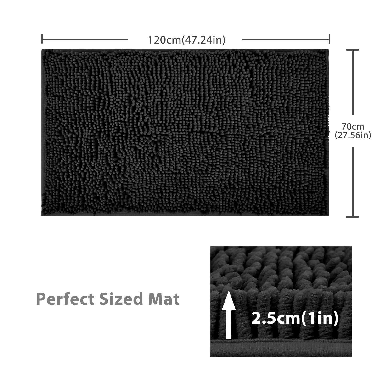 FCSDETAIL Tappetini da bagno antiscivolo a pelo lungo, 70 x 120 cm, lavabili in lavatrice, con assorbimento dell'acqua, per vasca da bagno, doccia e bagno