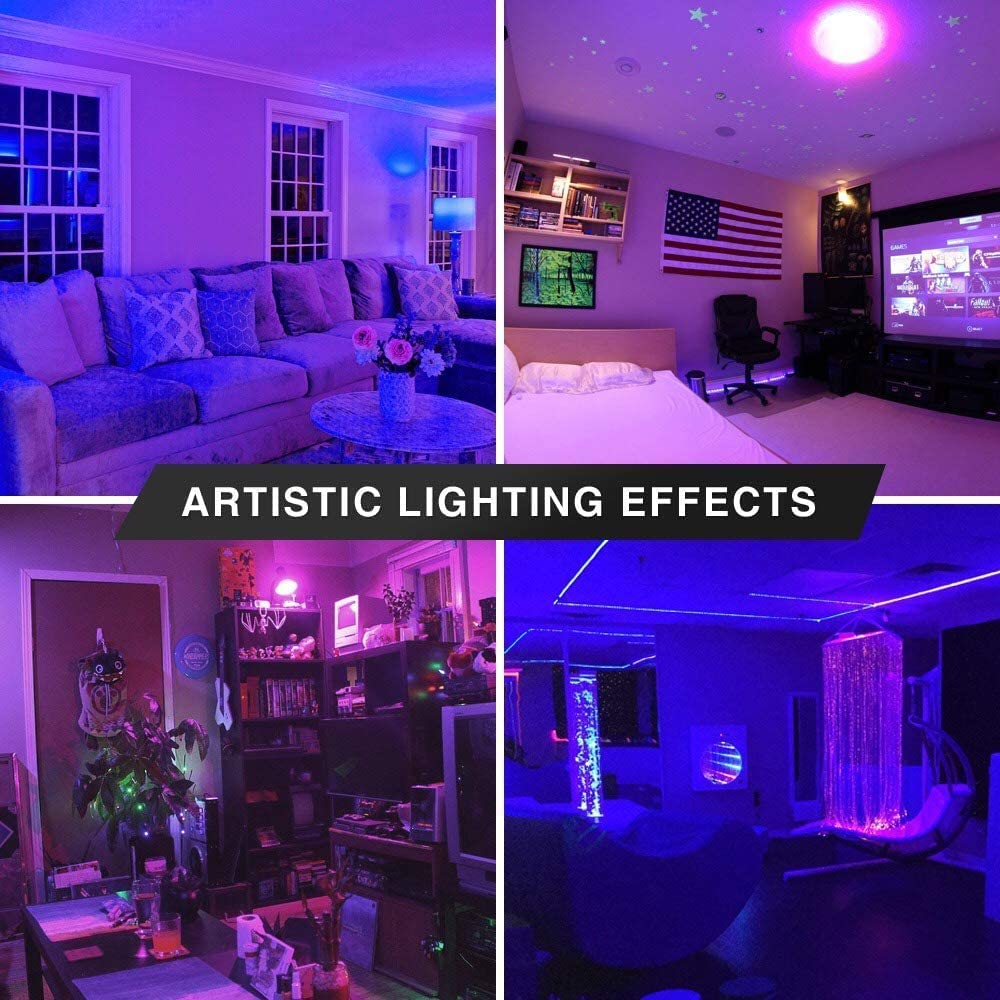 Ampoules LED Noires, Ampoule 9W E27, Niveau UVA 380400, E27 Base Moyenne 120V pour Affiches Neon Glow, Peintures Corporelles, Maison, Glow in The Dark Blacklight Party 2PACK,Noir