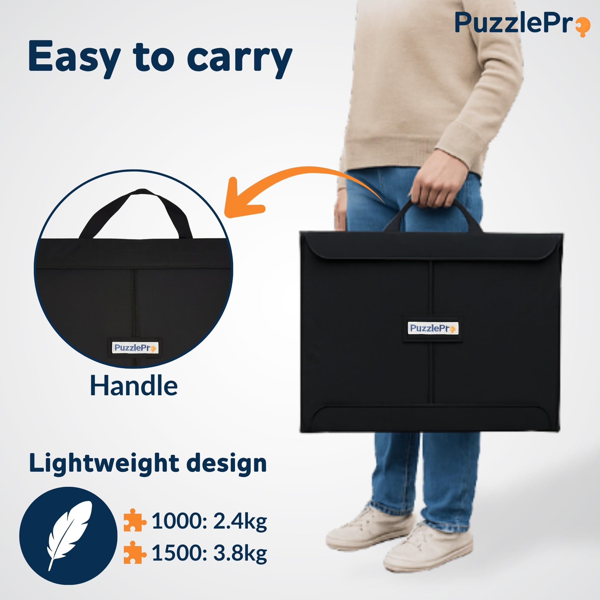 Mallette puzzle - Rangement, transport et puzzles où vous le souhaitez - 3 tapis puzzle - Convient pour 1500 pièces - Léger - Planche à puzzle - Table de puzzle - Dossier de puzzle