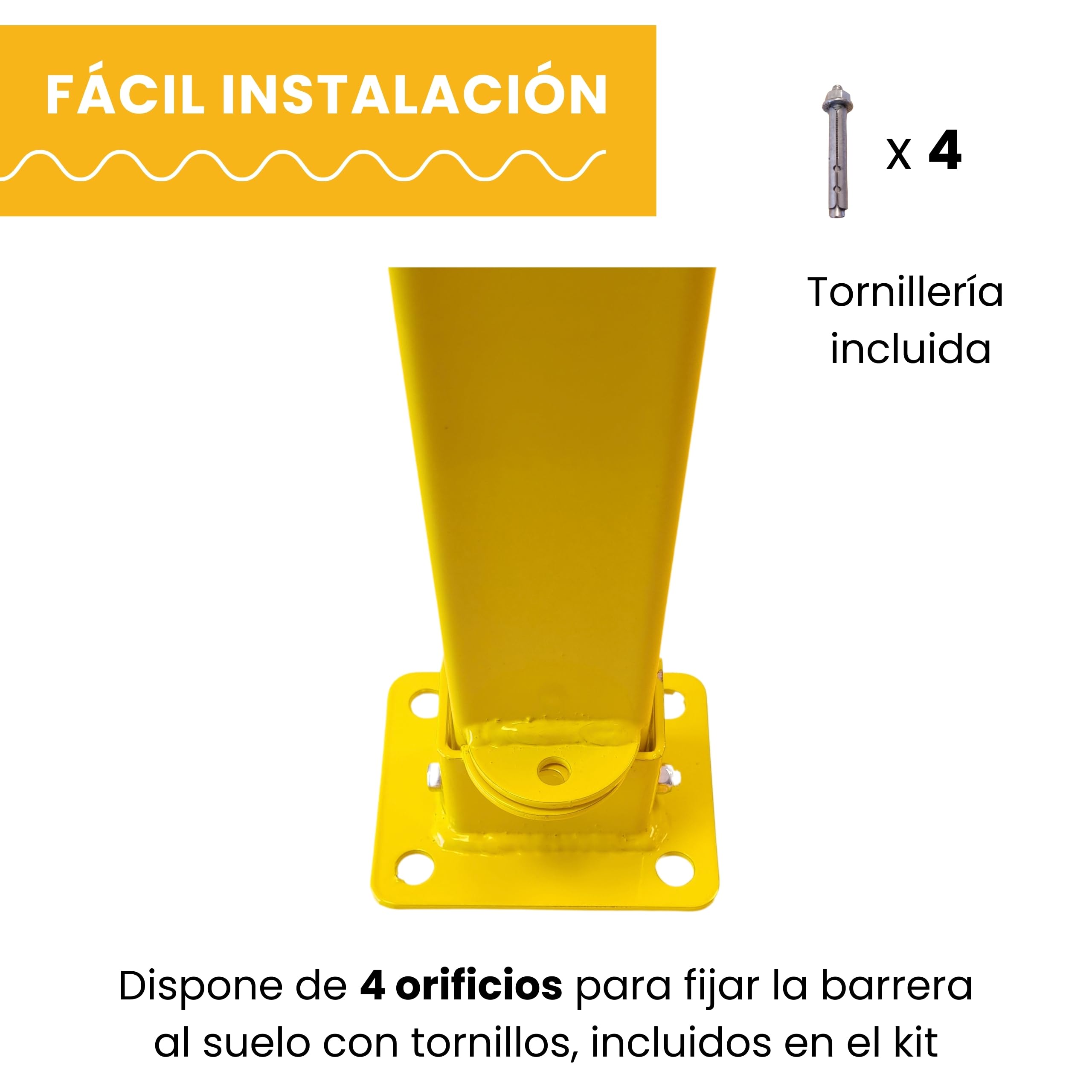 PARKING FACIL | Recinzione per parcheggio/Cepo Parcheggio Modello Palo | Blocco manuale con lucchetto | Colore giallo | Include viti e lucchetto | 1 pezzo