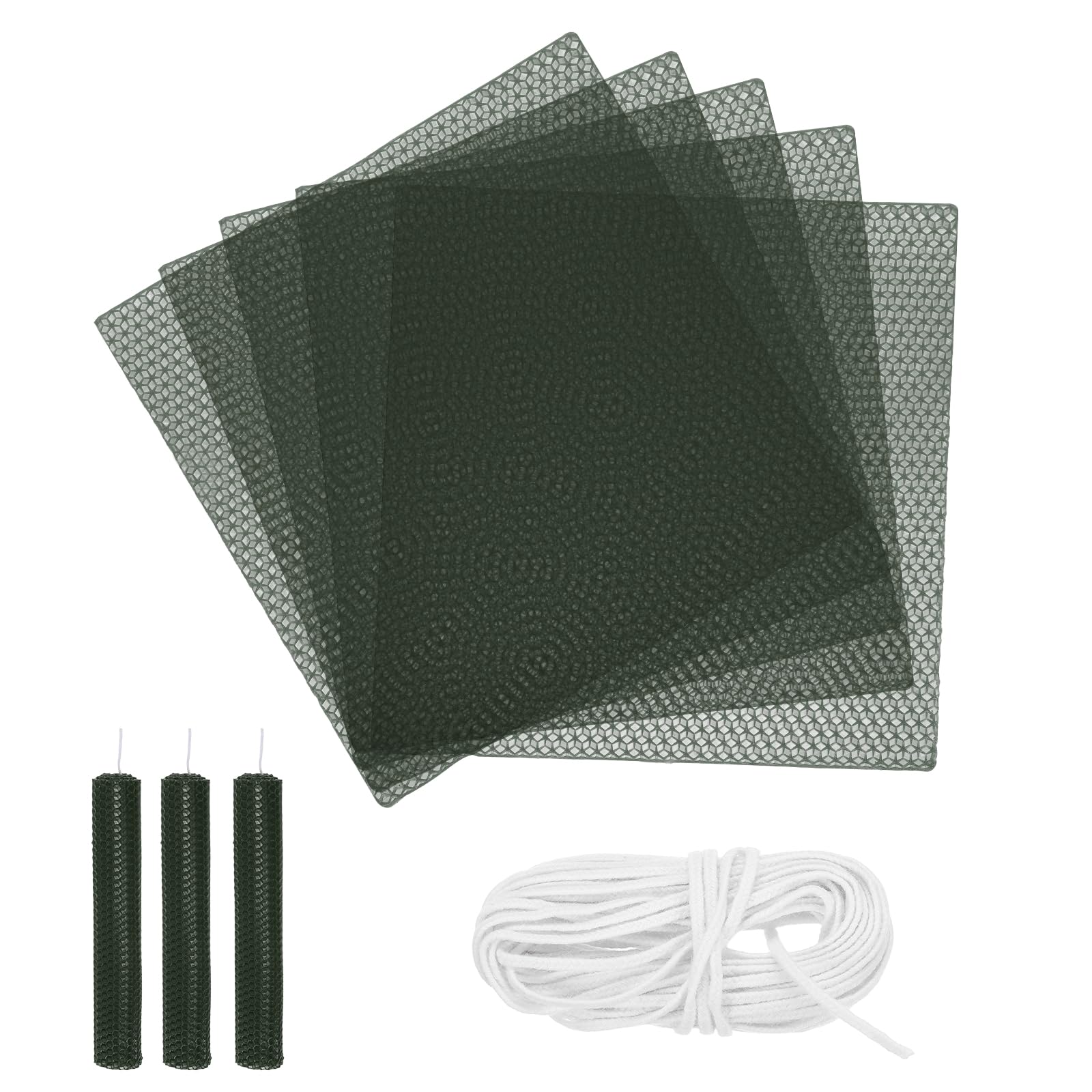 sourcing map Beeswax Candle Making Kit,8x8 Inch 5pcs Dark Green Beeswax Candle Sheets with 1pcs Cotton Wick for DIY Craft Gift Making — image 1