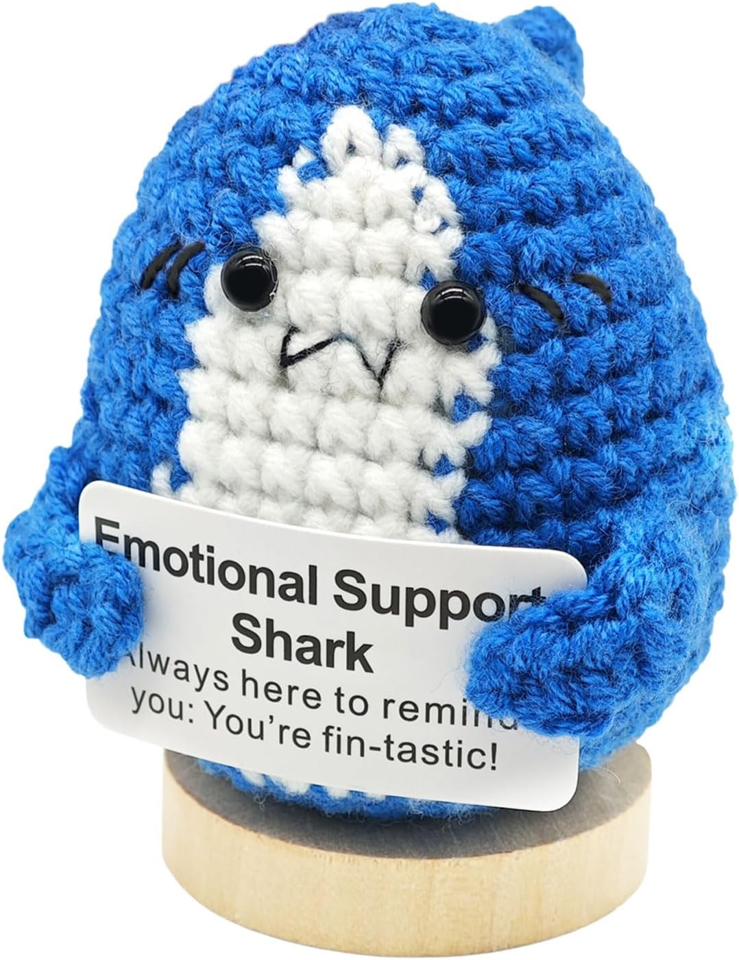 LongjoyEmotional Support Shark, Positive Crochet Animals Emotional Support Stuffed Animal Desk Decor, Unique Birthday Gifts for Animal Lovers Friends Women (Style-1)