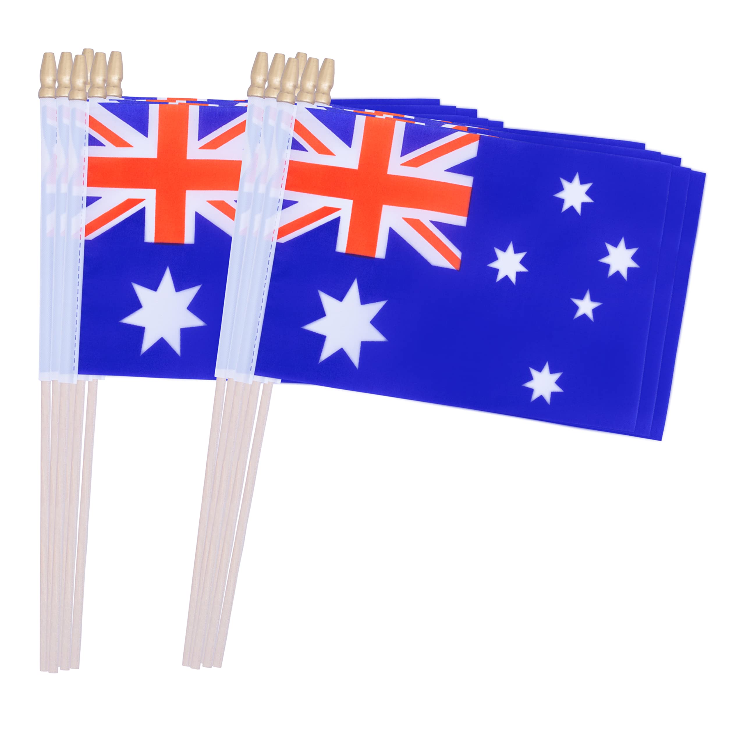 TSMD Australia Stick Flag Australian Small Mini Hand Held Flags,5x8 Inch,12 Pack