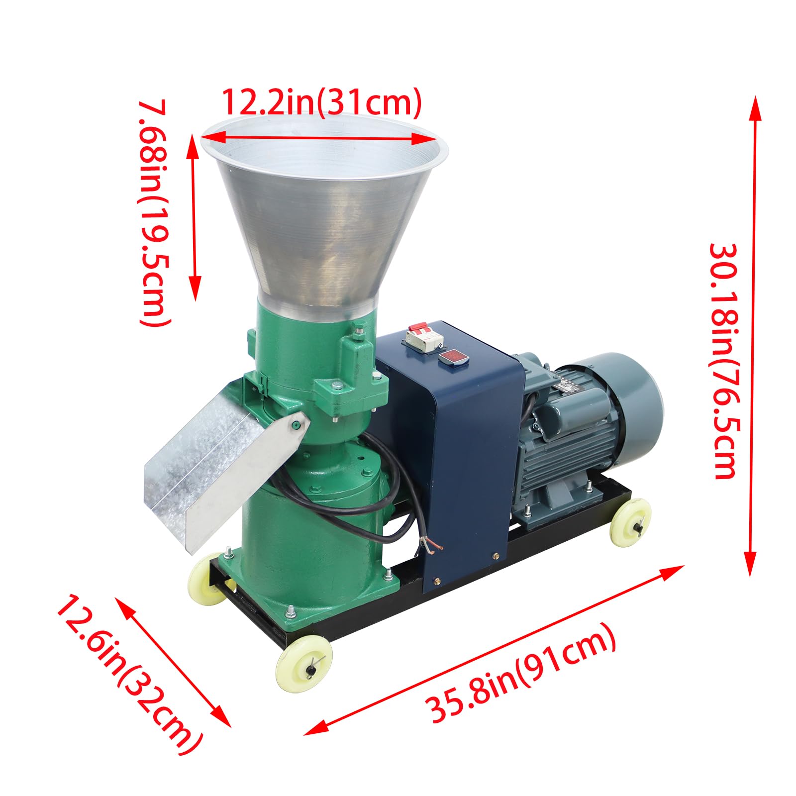 INTSUPERMAI 4MM Animal Feed Pellet Mill Machine with 2 Head Rollers Round Inlet Animal Food Maker Feed Granulator Machine Pellet Mill Machine for Fish Chicken Duck Rabbit 220V 80-120KG