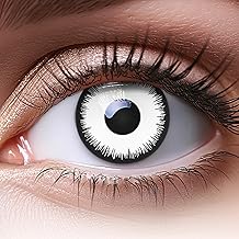 Funnylens Colorful Contact Lenses with Lunatic White Zombie Vampire Contact Lenses Soft Comfortable to Wear and Ideal for Halloween or Carnival Without Correction 1 Pair