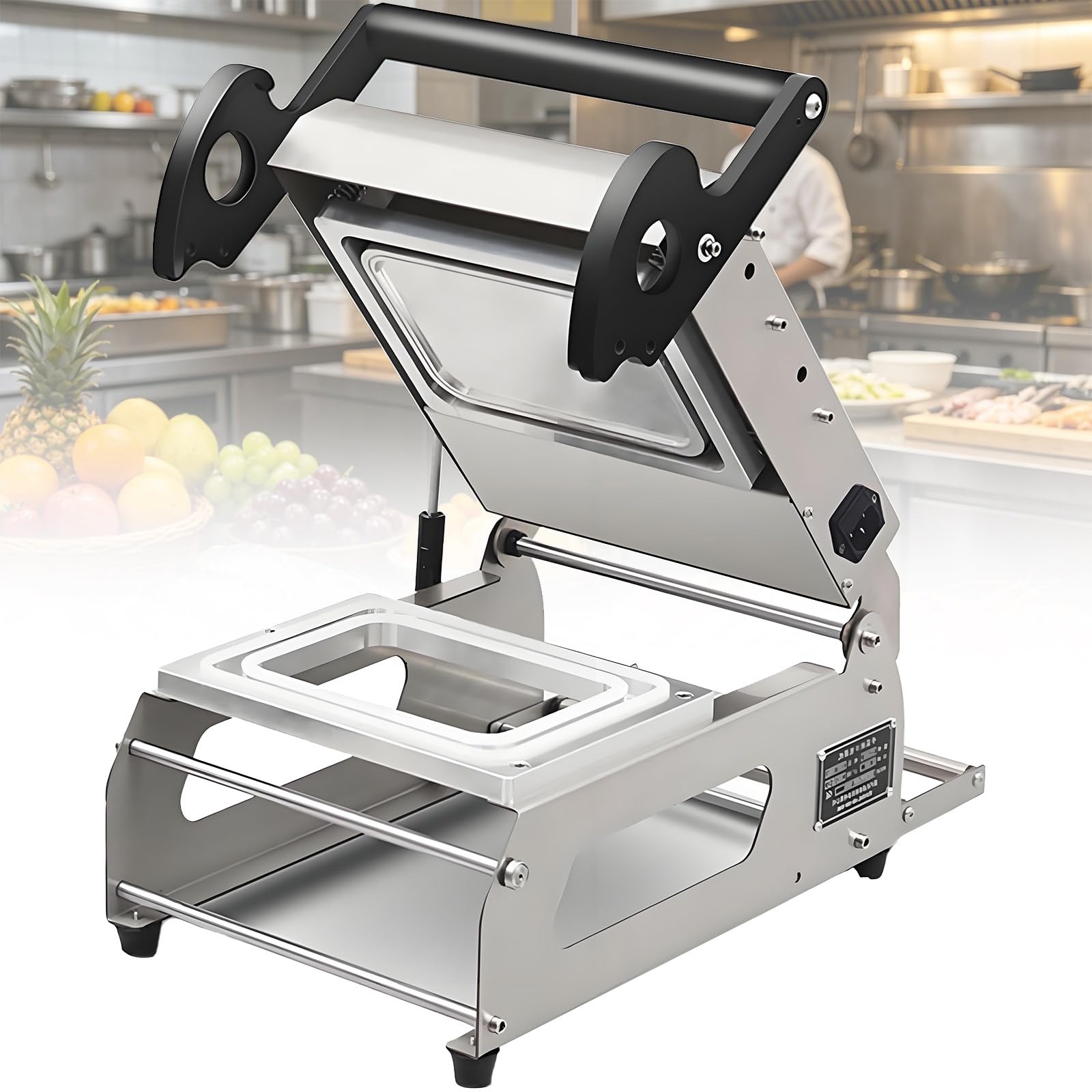 BITYCOW Stainless Steel Hand Press Food Sealer, Stable Structure Tray Sealing Machine with Firm Sealing Effect for Commercial Packing Traysize20x14cm