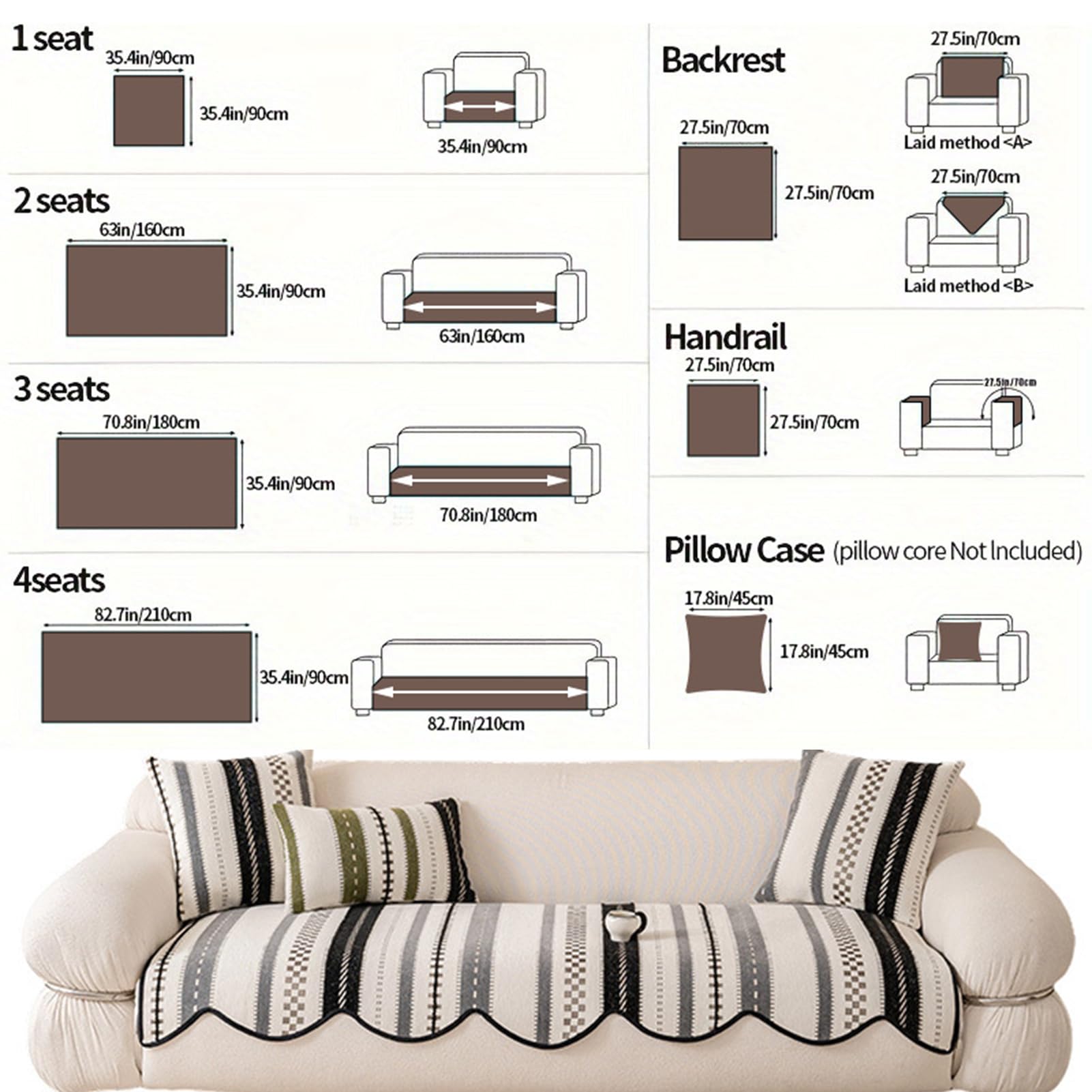 Housse de protection de canapé en silicone épais avec base antidérapante en tissu chenille résistant à l'usure pour canapé sectionnel multi-places en forme de L