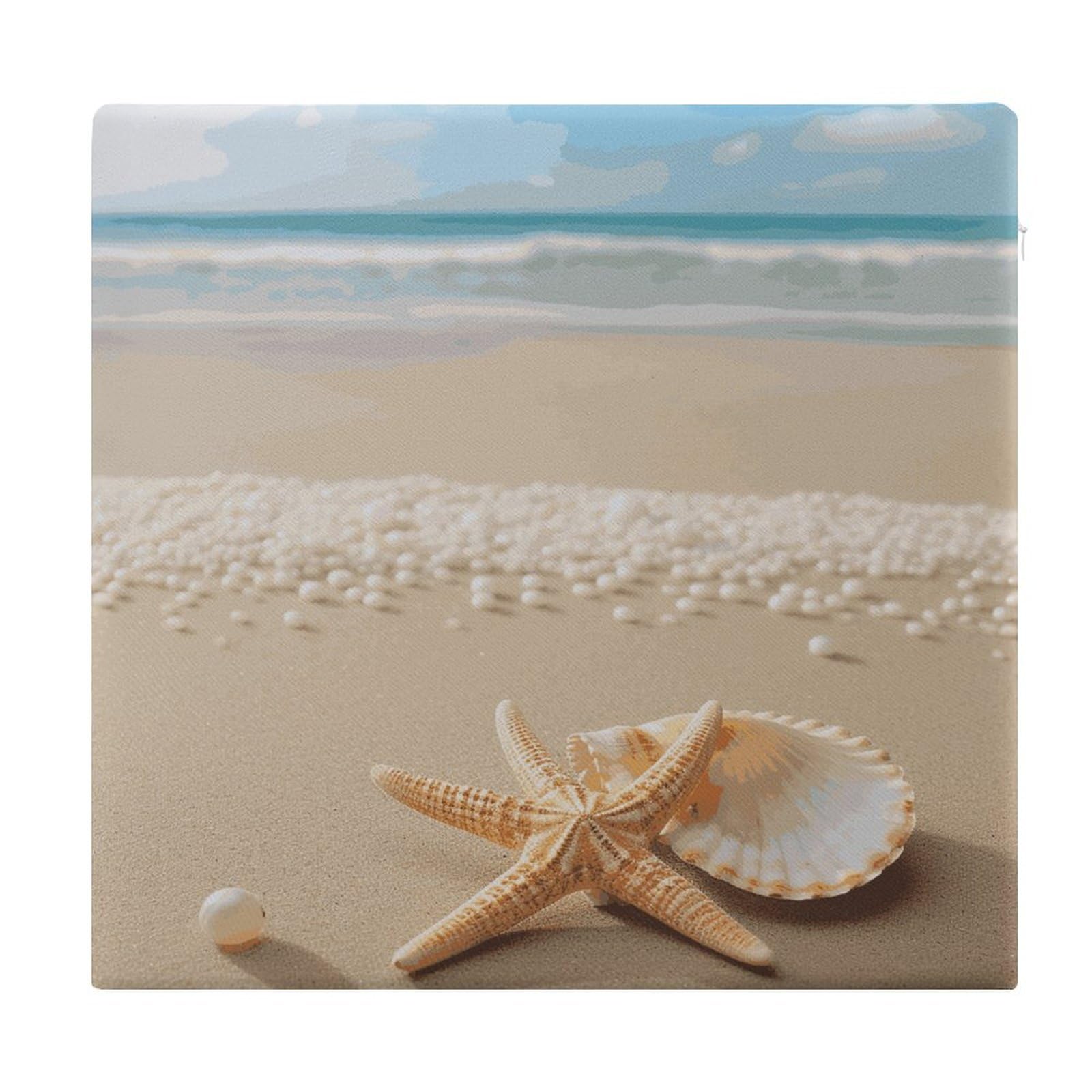 Cojín de espuma viscoelástica cuadrado de estrella de mar y playa para sillas de comedor