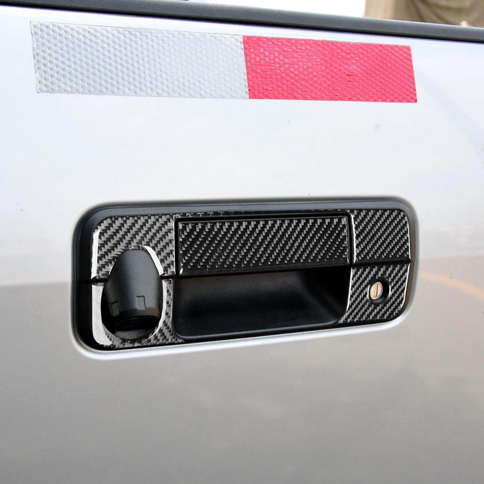 Car Interior Accessories Rear Tailgate Exterior Handle Sticker Carbon Fiber Trim Sticker Compatible with Toyota Tundra 2007 2008 2009 2010 2011 2012 2013