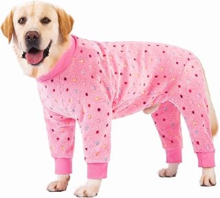 BT Bär Hund Winterkleidung, Flanell Pullover Pyjamas, Haustier Warmes kaltes Wetter Hund Wintermantel Onesie Jumpsuit PJS Bekleidung für mittlere große Hunde(XXXL,Rosa) product image