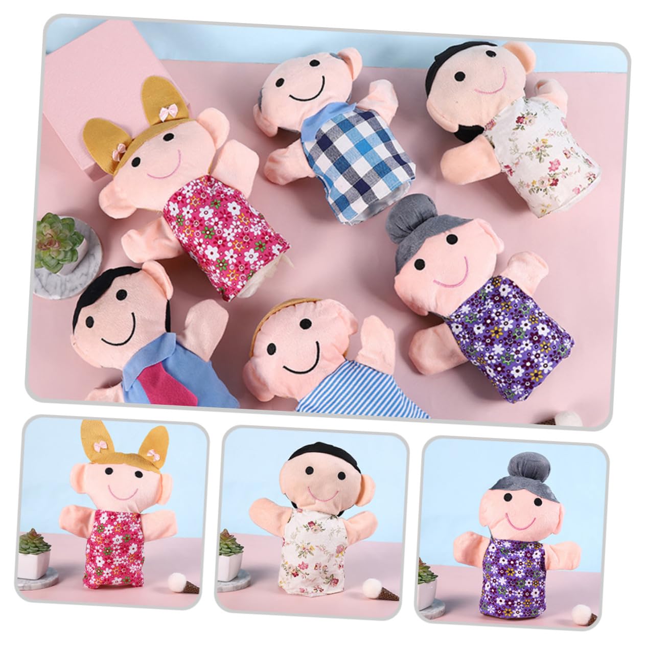 minkissy 6 pezzi Burattini da Mano per Giocattoli Creativi in Cotone PP Morbido Gioco di Ruolo e Racconti Interattivi Adatti Ragazzi e Ragazze Accessori Educativi e Divertenti