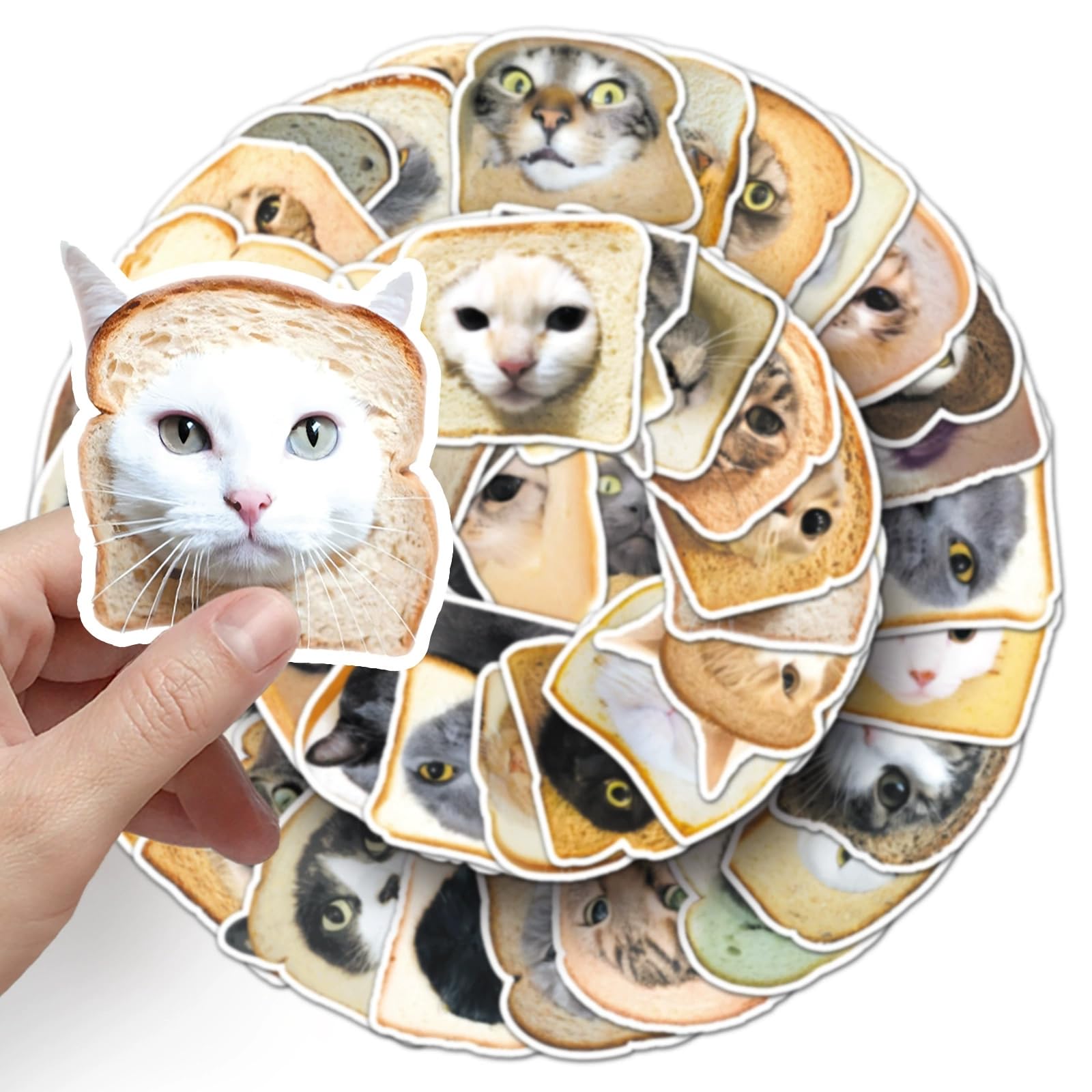 50 Pcs Cat Bread Stickers for Kids Teens Adults Boys Girls Gift Bread Decals Pack for Laptop,Skateboard,Luggage,Car,Bike,Cup,Computer,Water Bottle Decor,Vinyl Waterproof Stickers - Image 3