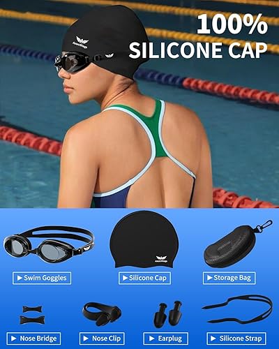 Miniatura 3 de Gafas de natación 6 en 1 para hombres y mujeres, gafas de natación antivaho y UV, sin fugas, ajuste cómodo, gafas HD para adultos