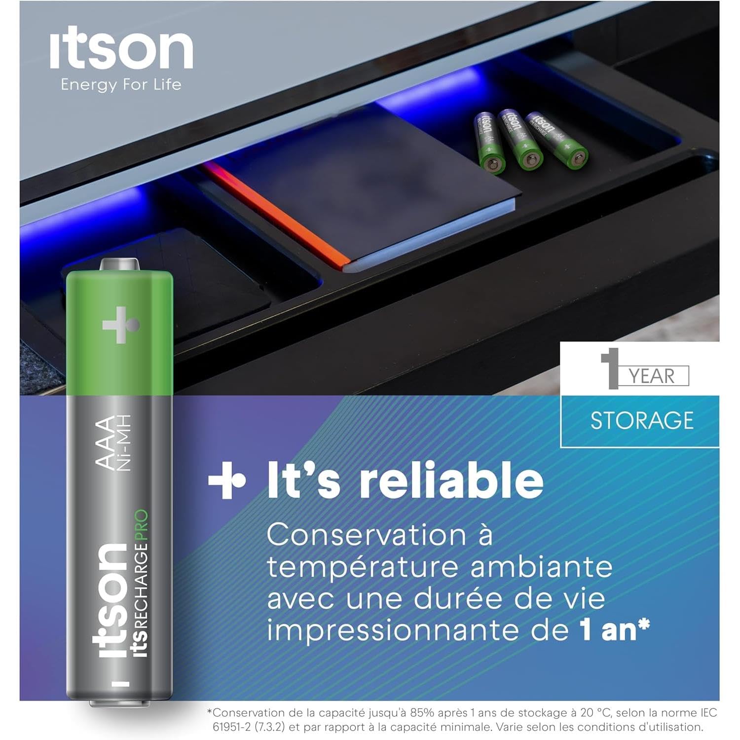 ITSON - Lote de 3 pilas recargables AAA Pro NiMH listas para usar, 930 mAh, ideales para dispositivos fotográficos, mandos de juego, juguetes para niños