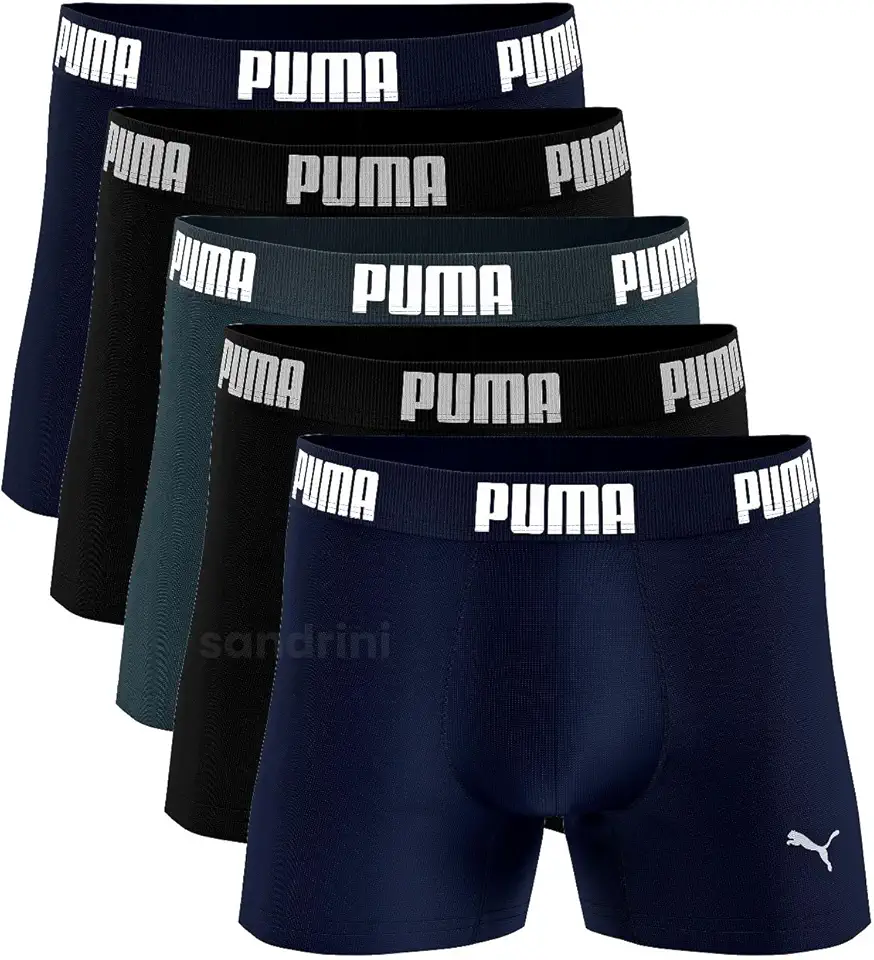 Kit 5 Cuecas Boxer Puma Sem Costura Confortável Esporte Masculino