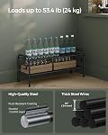 SONGMICS Shoe Rack, 2-Tier Shoe Organizer, Metal Shoe Shelf Storage with 4 Side Hooks, Holds 10 Pairs of Shoes, Height-Adjustable Shoe Rack for Entryway, Hallway, Closet, Easy Assembly, Ink Black