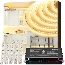 Emitever Dimmable Led Driver, 150W AC 110V-277V to DC 24V Transformer, 5-in-1 Dimming ELV/MLV/TRIAC / 0-10V / 1-10V / 10V PWM/Potentiometer,UL Listed+Warm White 32.8ft Strip Lights