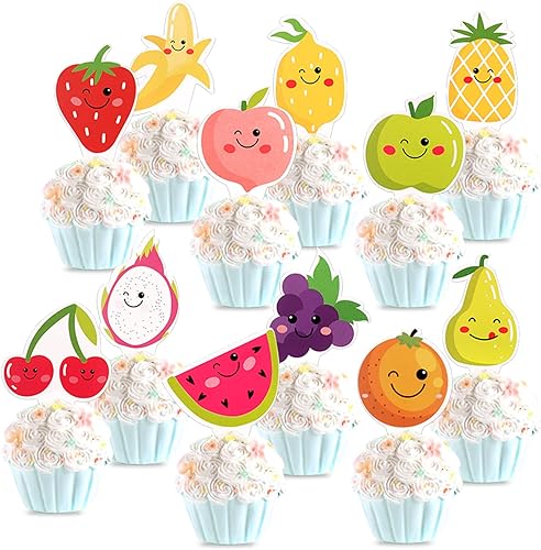 Cyodoos 24 adornos para cupcakes de frutas con sabor a fruta de Tutti  Tropical Summers Kids Happy Birthday Cake Toppers  Sandía, limón, fresa, disponible en Yaxa Peru