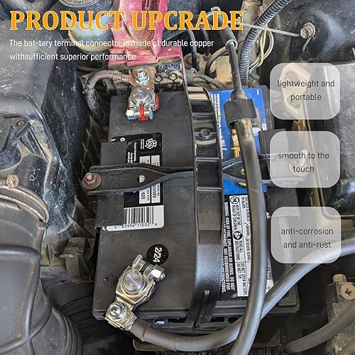 Miniatura 5 de 2 conectores de terminal de batería, terminal de cable de batería, conector de latón positivo y negativo con parte inferior de plástico, juego de