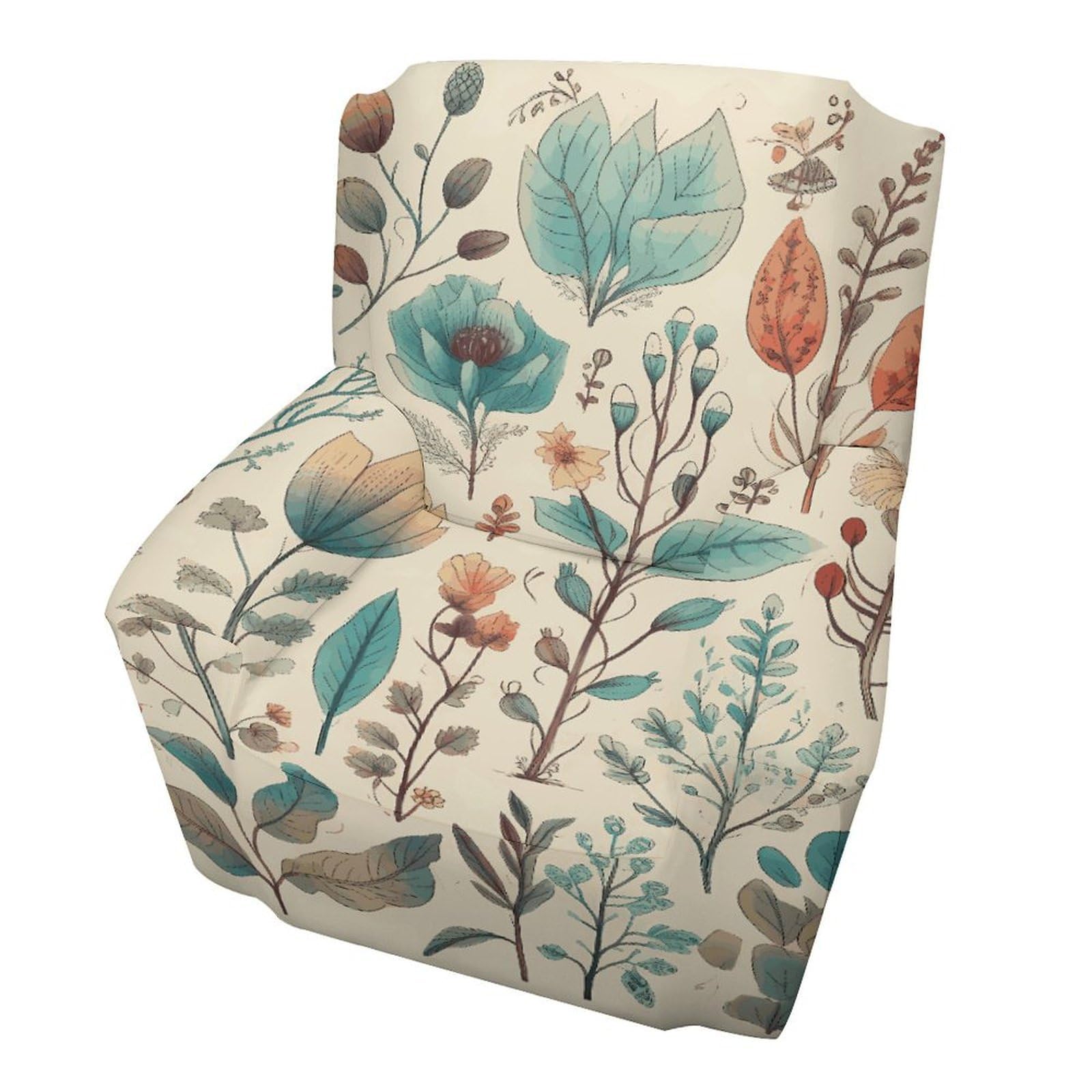 Fodpand Style Flowers And Leaves Sofa Cover Soft 1 Seater Sofa Slipcover For Pets Washable,Couch Cover With Elastic Straps Furniture Protector