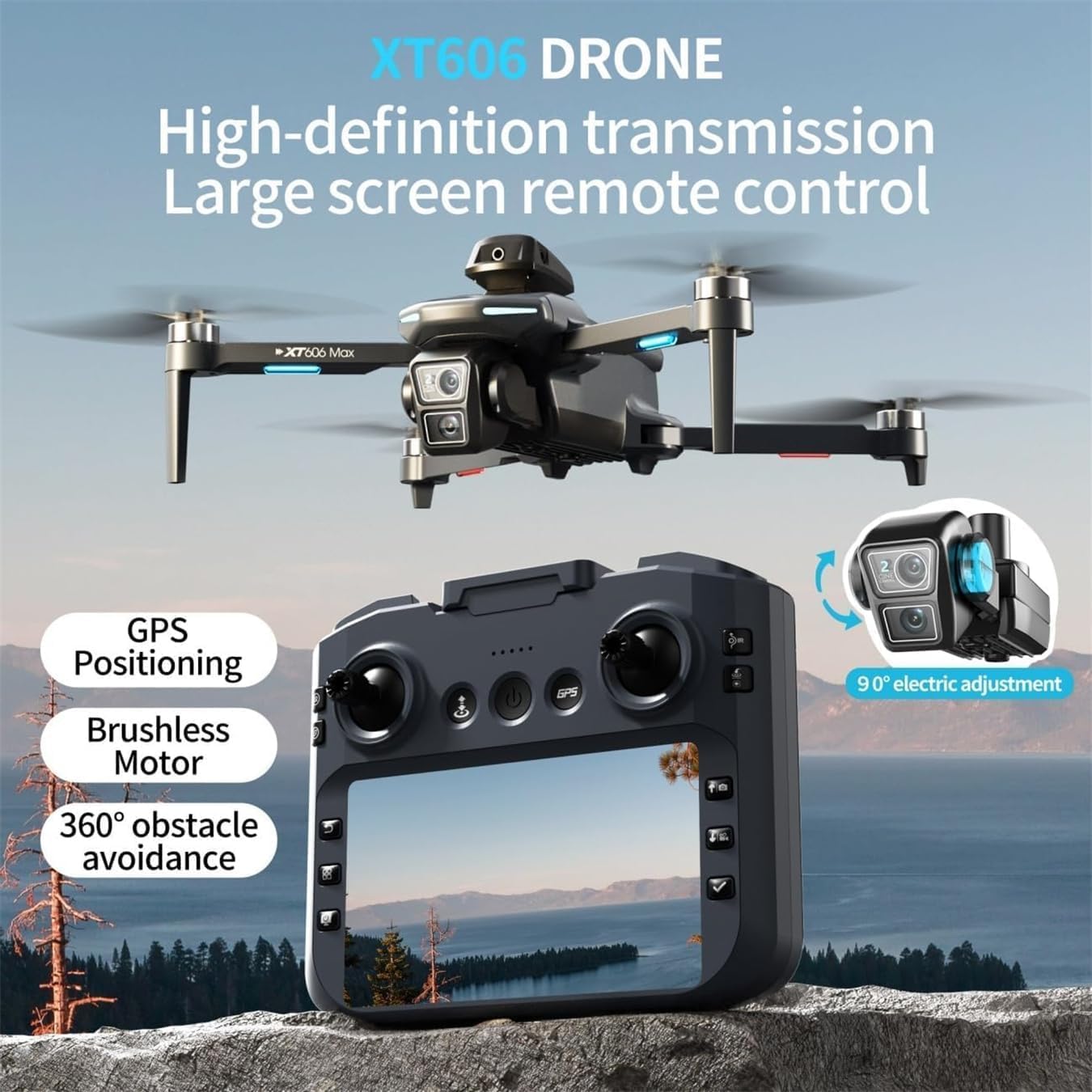 Drone GPS con Dotato di Due Telecamera HD Grande Schermo TelecomandoTempo Volo Circa 30-40 Minuti per Principianti e Adulti