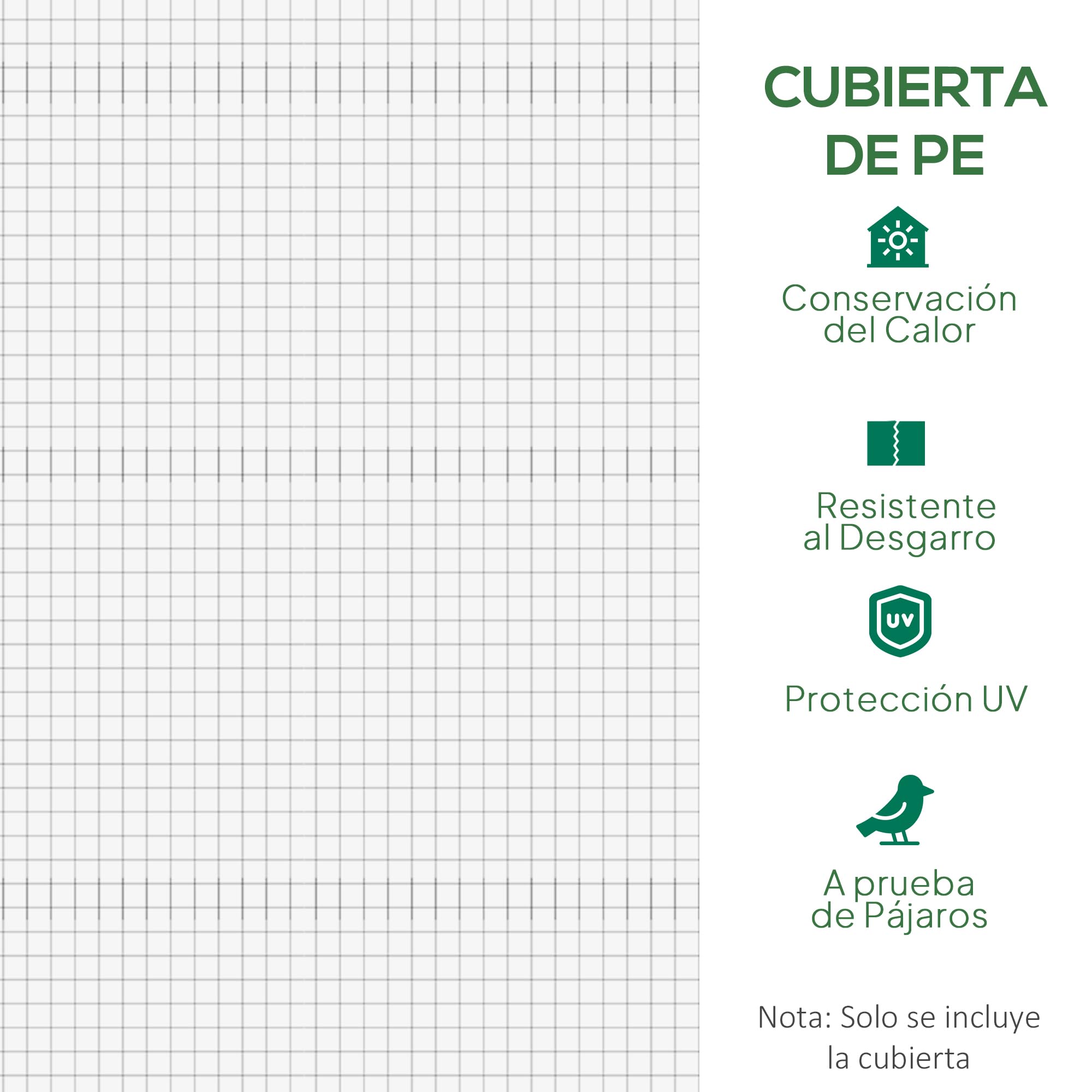 Outsunny Plásticos para Invernaderos 3x2x2 m Cubierta de Repuesto para Invernadero de Polietileno con 6 Ventanas y Puerta Enrollable Protección de Plantas para Jardín Blanco