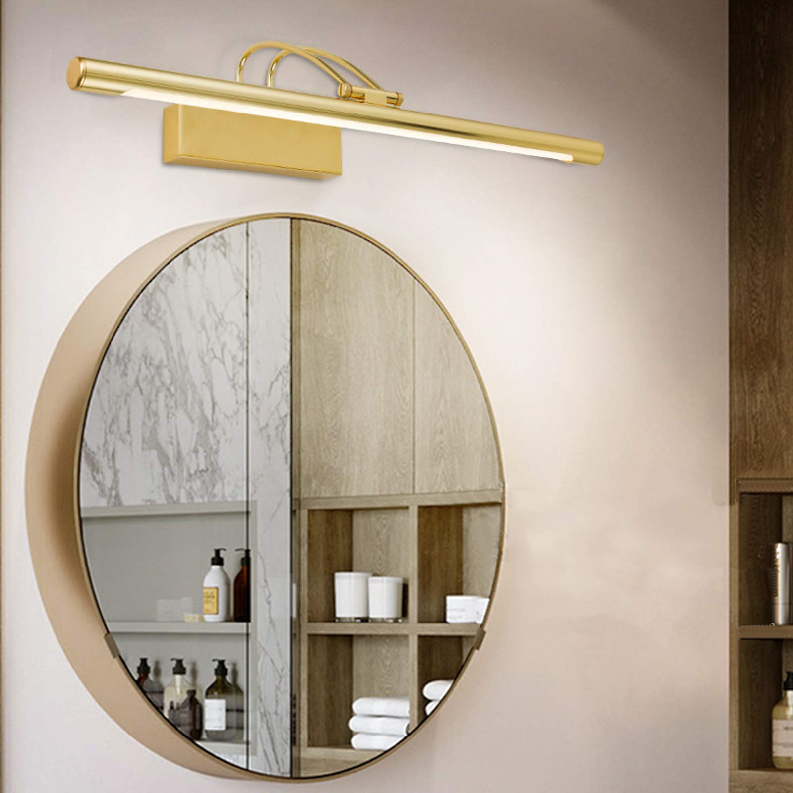 LED-Spiegel-Frontleuchte, goldene moderne Badezimmer-Spiegelleuchten, schwenkbar um 240°, Lampenkopf, neutralweiß, Badezimmerbeleuchtung, Metall-Spiegelschrankleuchten für WC, Tisch, Wandleuchte, 55