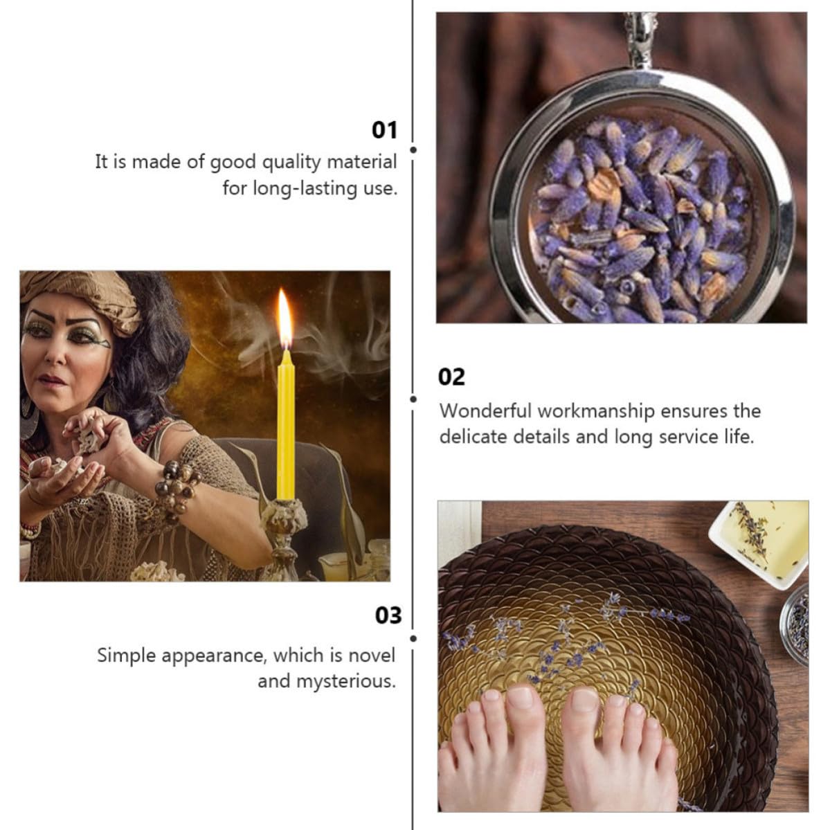 Satz mit Duftkerzen aus Paraffin und Glas Einzigartiges Ritual mit Feinen Details Einfache Erscheinung für Anfänger in Zauberkunst