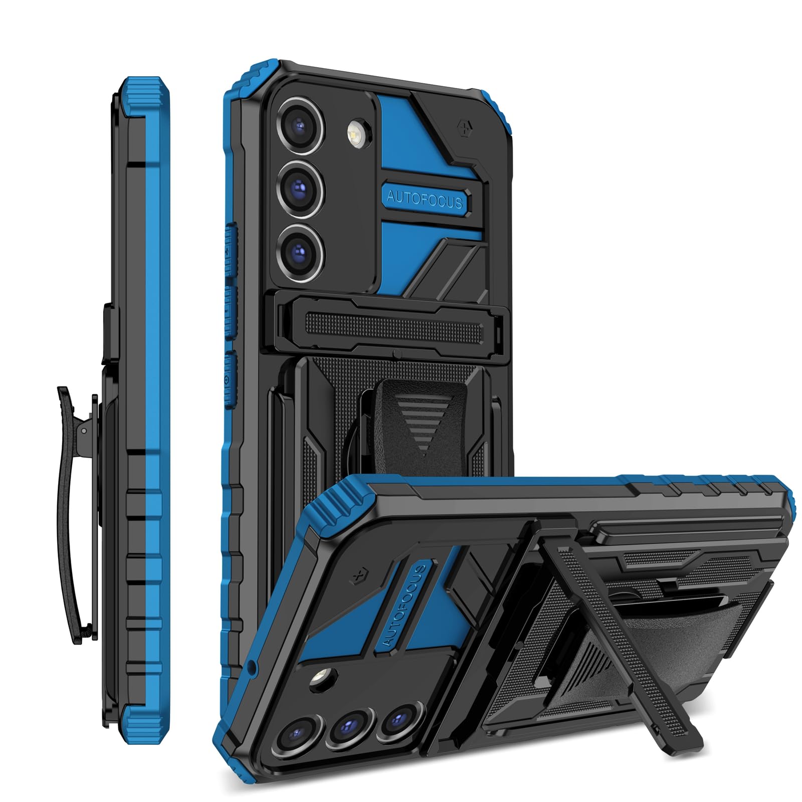 Coque Galaxy A13 5G silicone bleu avec support magnétique auto
