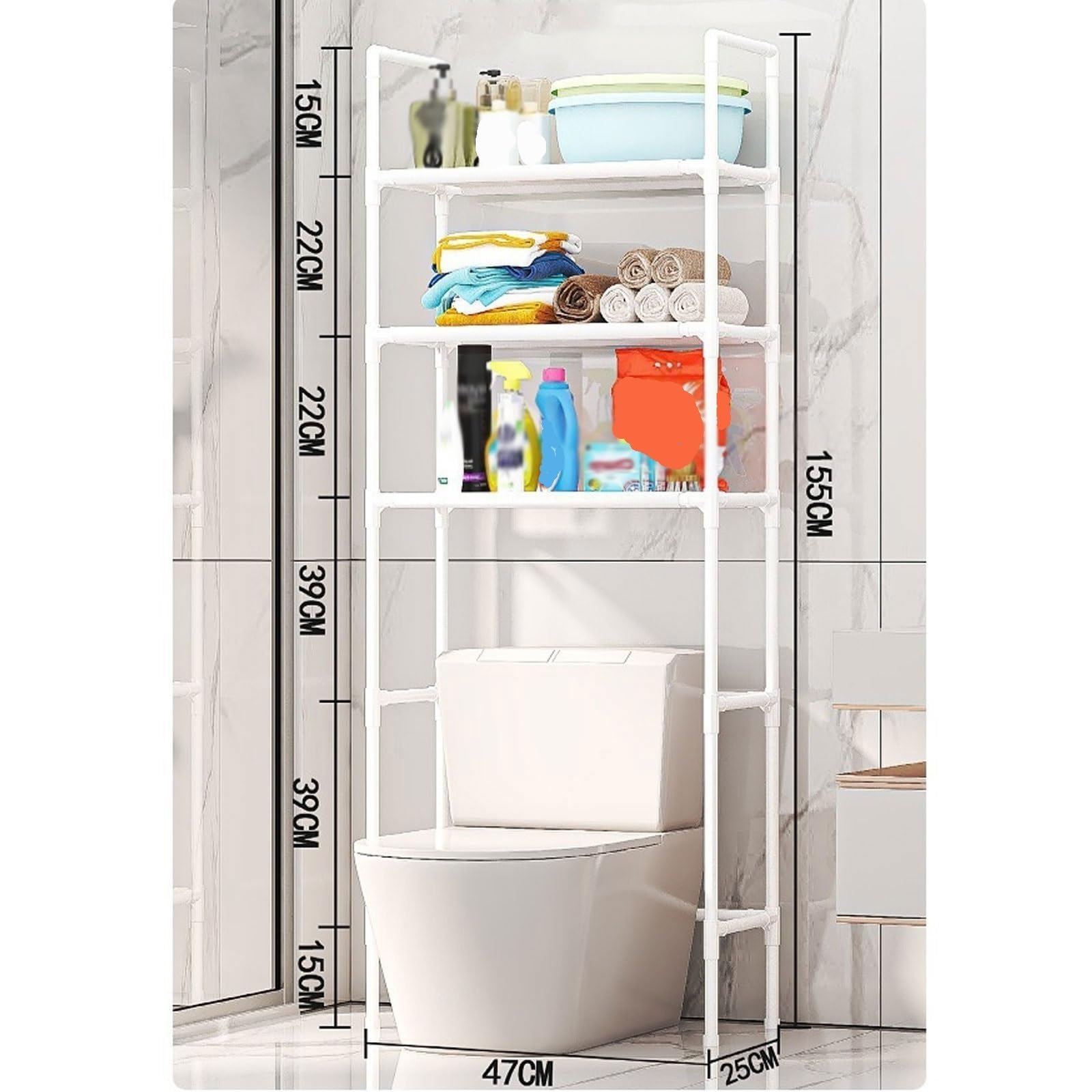 Estantes para Inodoro Que se colocan sobre el Inodoro, Color Blanco, Material de protección del Medio Ambiente PP, Blanco y Negro, fácil instalación, estantes de Almacenamiento para Inodoro