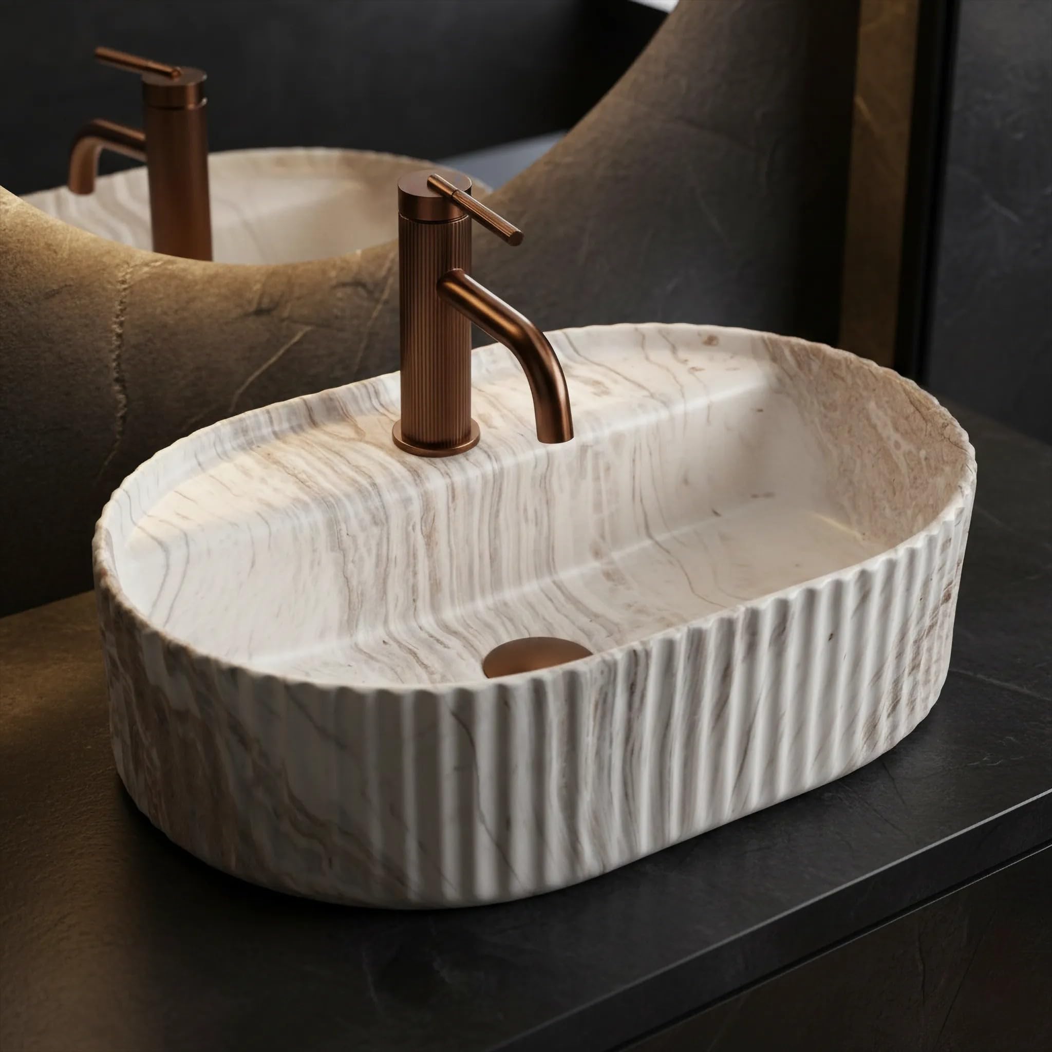 Rea - Vasque À Poser - Marcela 50 Kallisto Ovale - Ceramiche Sanitarie - Beige - 50x36x13,5 cm