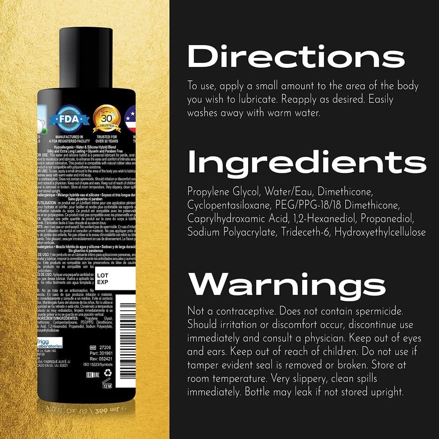 Image of Wet Gold Hybrid Silicone and Water-Based Lubricant | Long-Lasting Performance, Premium Formula | Made Without Glycerin and Parabens | Lube for Men, Women & Couples, 3.1 fl oz