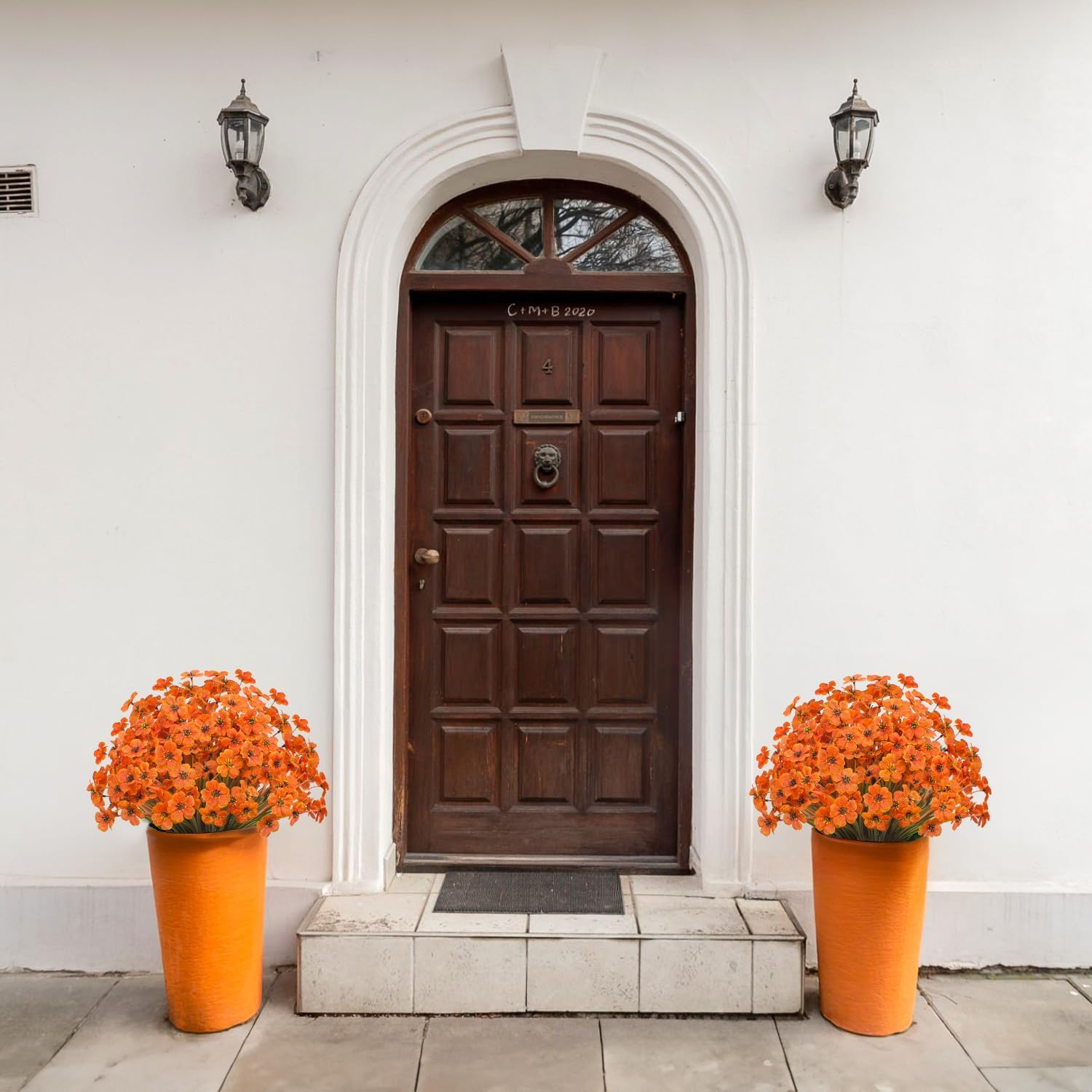 21 Bundles Outdoor Artificial Flowers UV Resistant Fake Silk Flowers No Fade Faux Plastic Plants Garden Porch Window Box Decoration(Autumn Orange) - Image 3