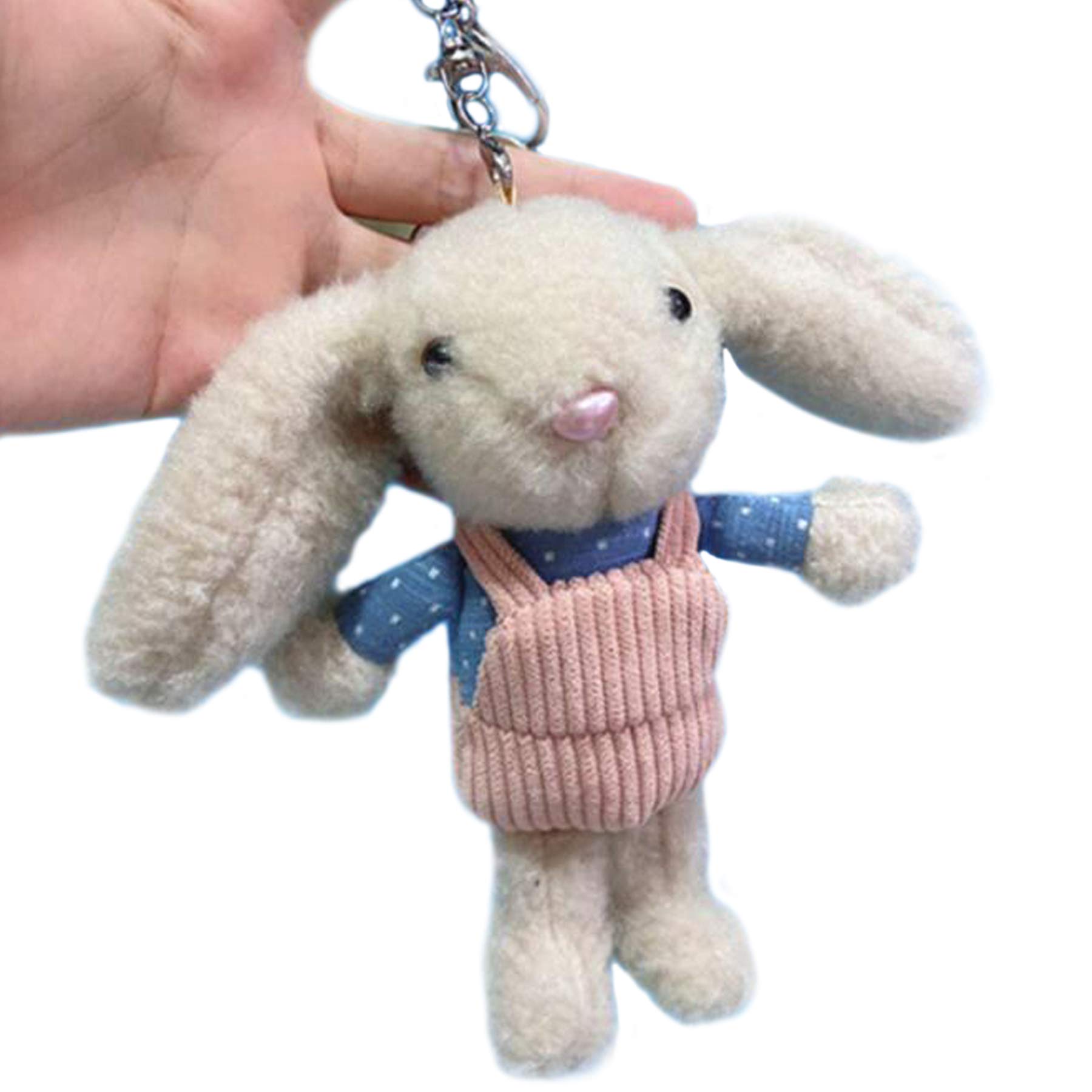 Plush Bunny Rabbit Stuffed Animals Keychains Charms Ornaments Pendants Pink