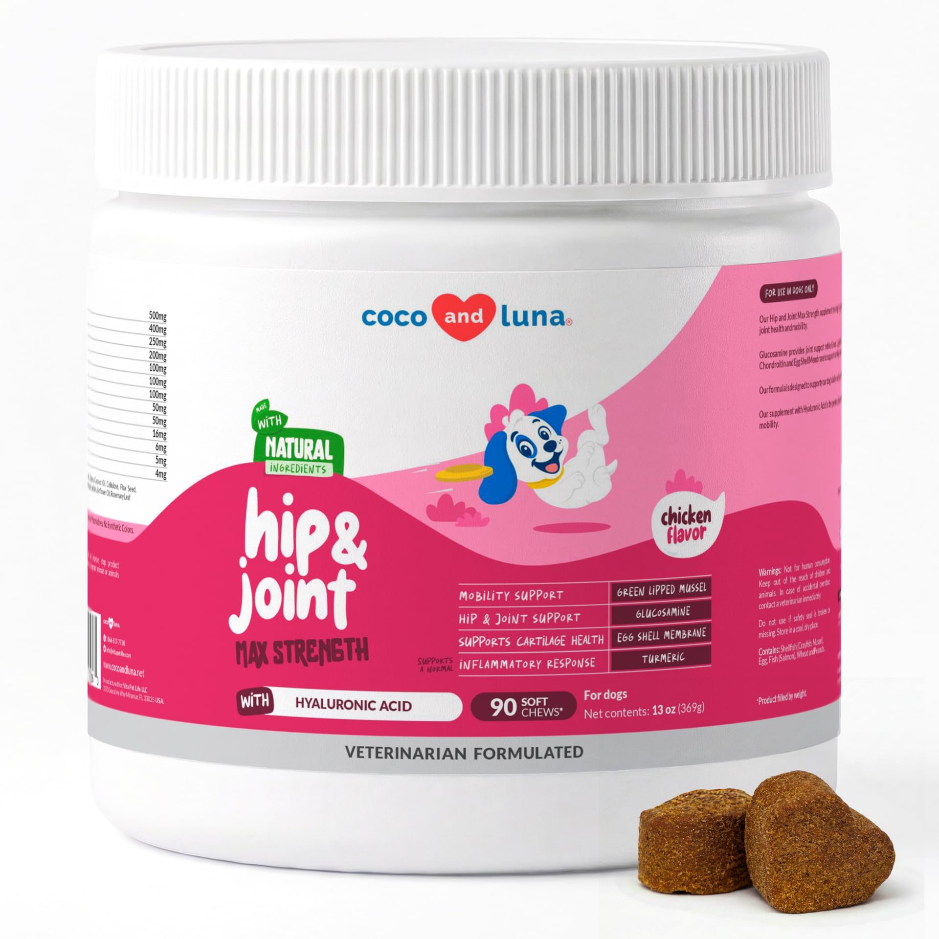 Hip and Joint Supplement for Dogs - with Collagen, Glucosamine for Dogs - Fish Oil - Hip & Joint Support, Ease Inflammation, Antioxidant. (Max Strength)