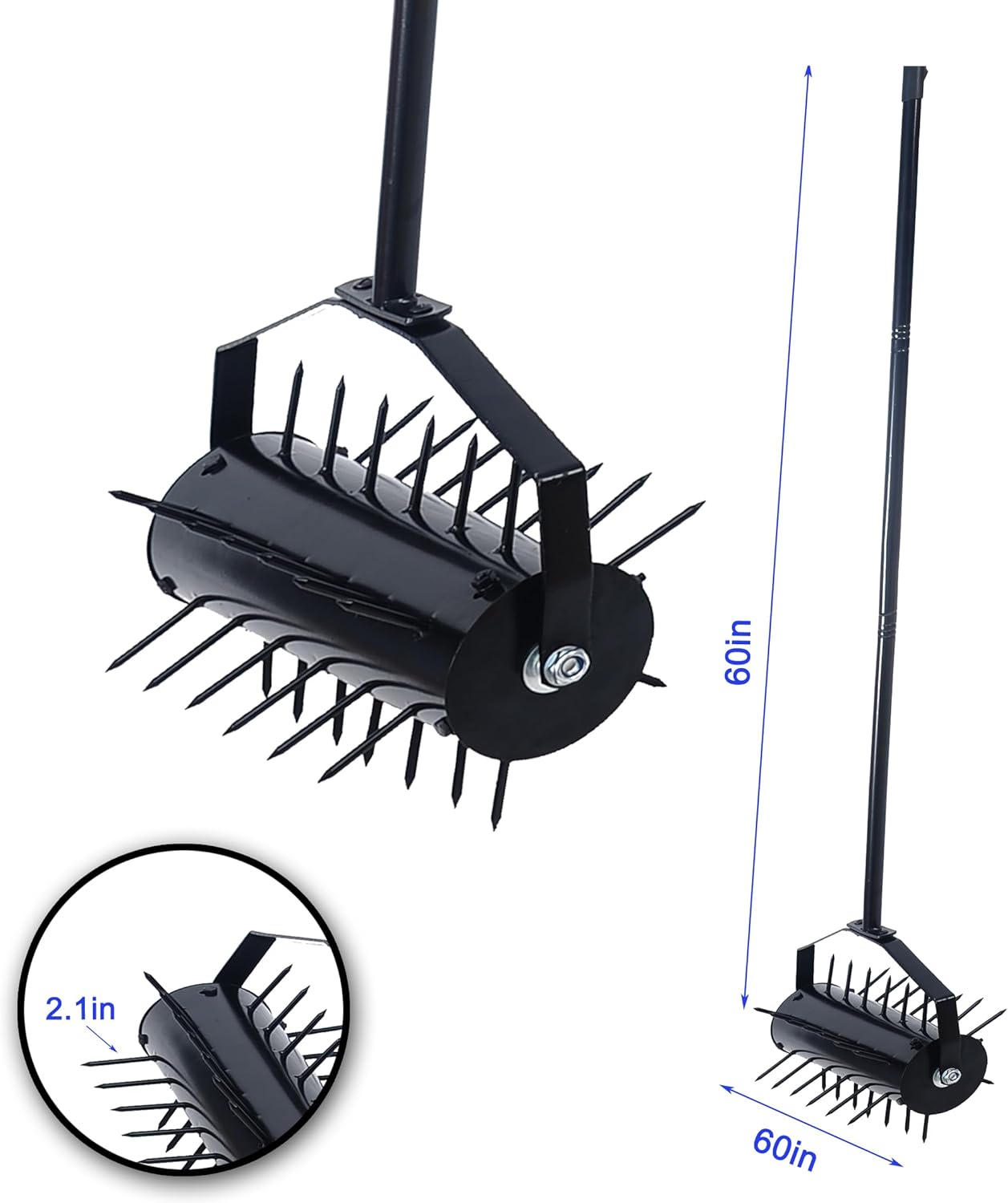 Rolling Manual Lawn Aerator, Home Aerator Lawn Tool Pusher, 58-Inch Handle Push Lawn Aerator for Lawns, Yards and Gardens