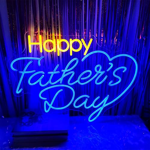 Miniatura 3 de Letrero de neón con texto en inglés Happy Father's Day para decoración de pared, letrero LED para el Día del Padre, regalo para papá para decoración