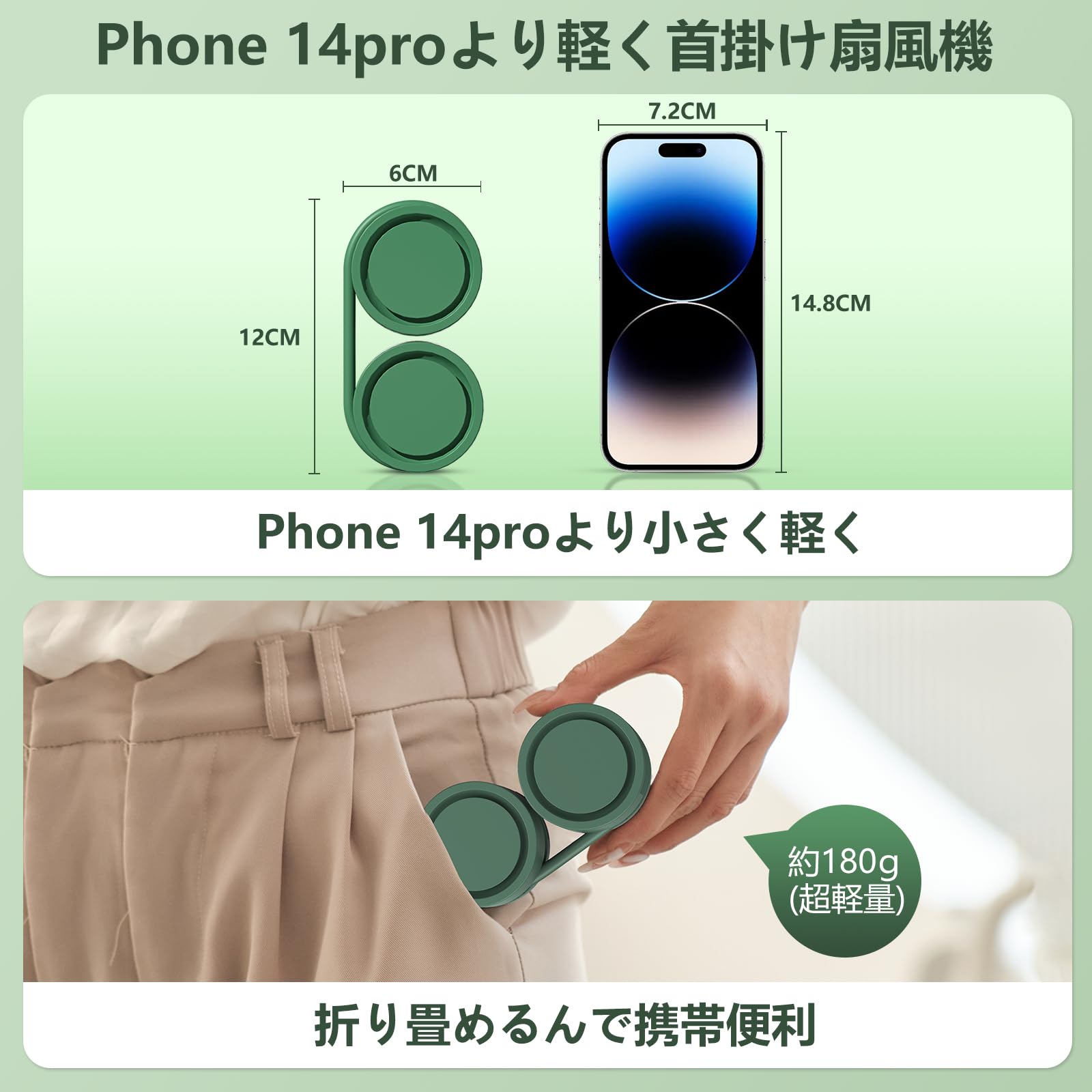 Amazon | ViSSKO 首掛け扇風機 ネックファン【2026・超ミニサイズ